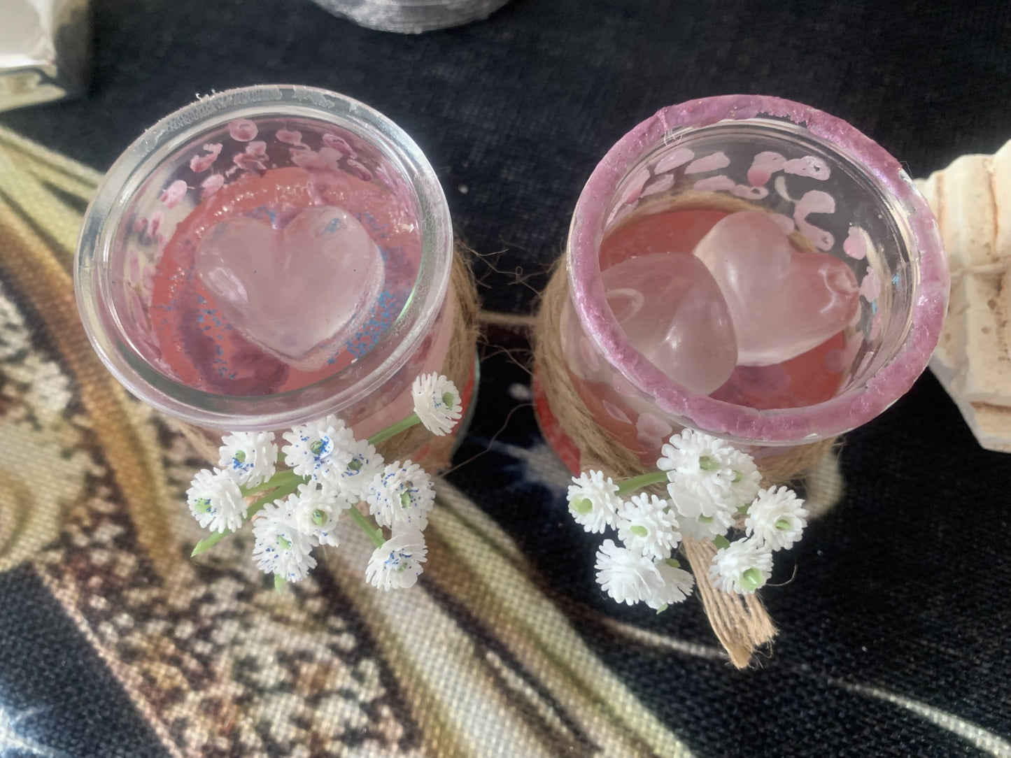 Bougie décorative en gel – Cœurs & Pierres