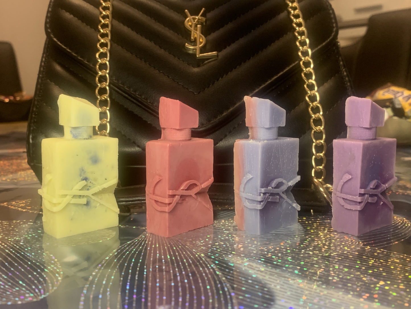 Flacon parfum Yves Saint Laurent décoratif en cire de soja