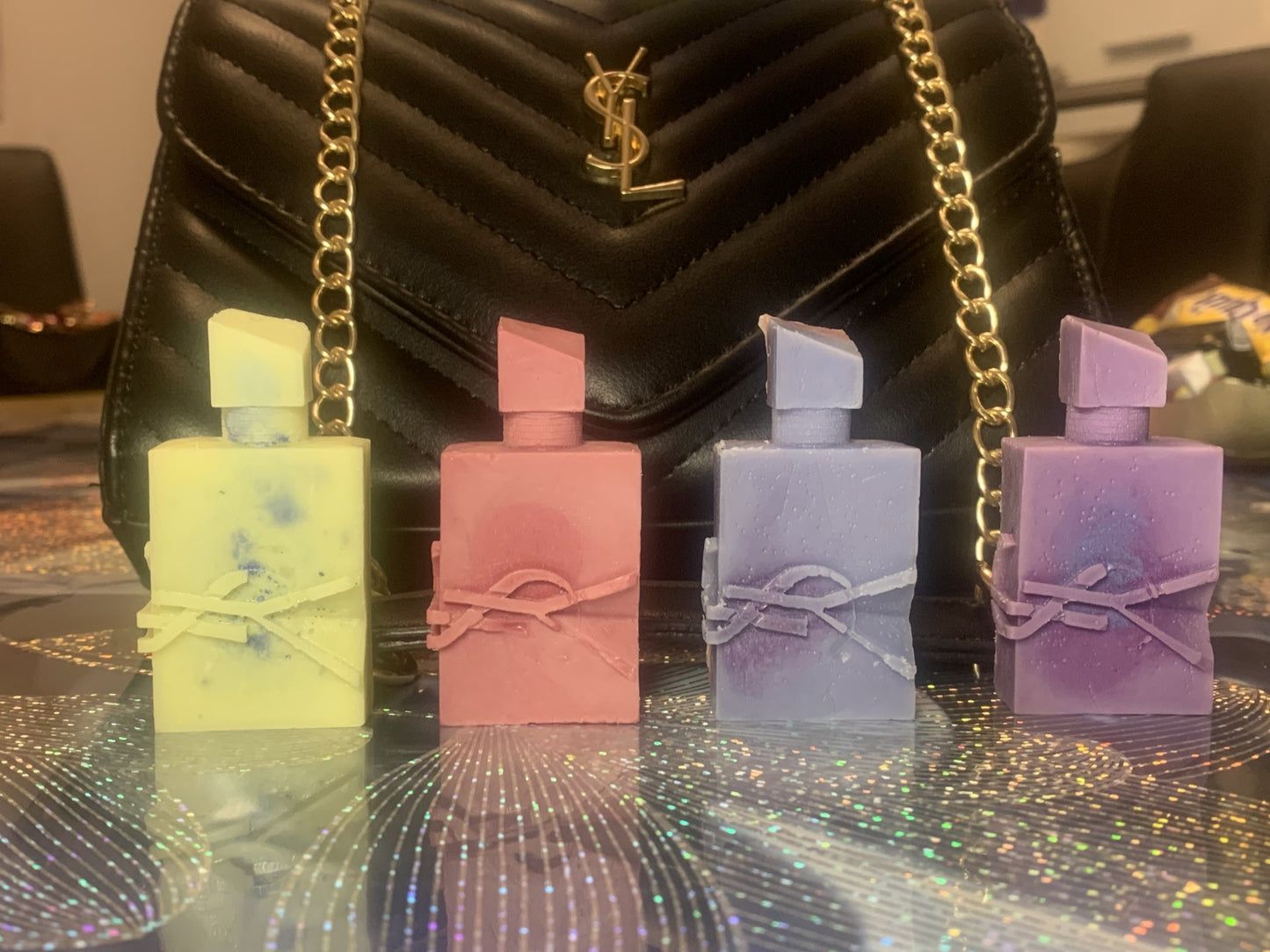 Flacon parfum Yves Saint Laurent décoratif en cire de soja