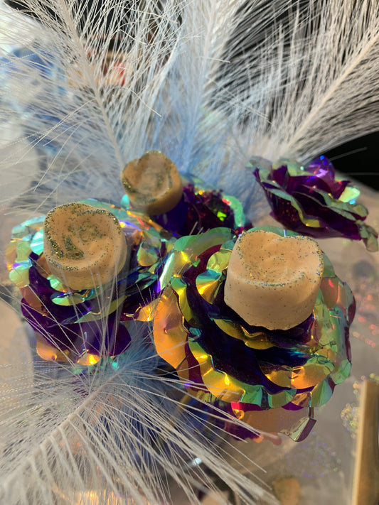 PROMO Fondants parfumés fleur et coeur paillettes "Fleur de Coton"