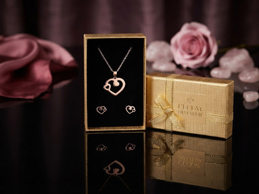 Collier triple coeur (acier inoxydable)
